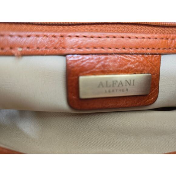 Alfani Brown Leather Satchel with Turn-Lock Closure - Picture 3 of 11